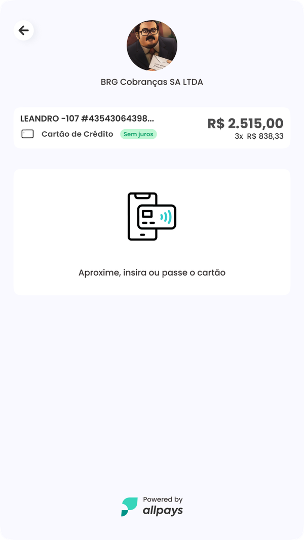 Maquininha — aproximar cartão