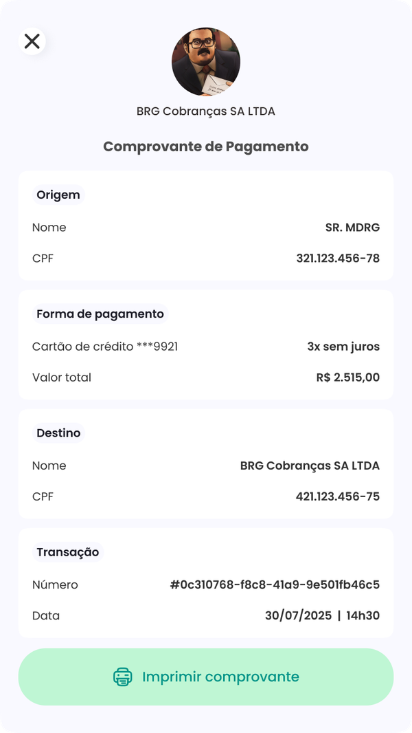 Maquininha — comprovante