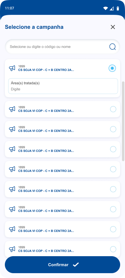 Modal — listagem de campanhas